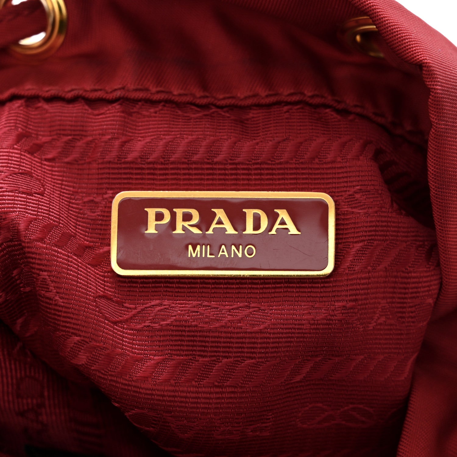 Prada Saffiano Tessuto Nylon Mini Bucket Crossbody Bag Fuoco 6 of 14