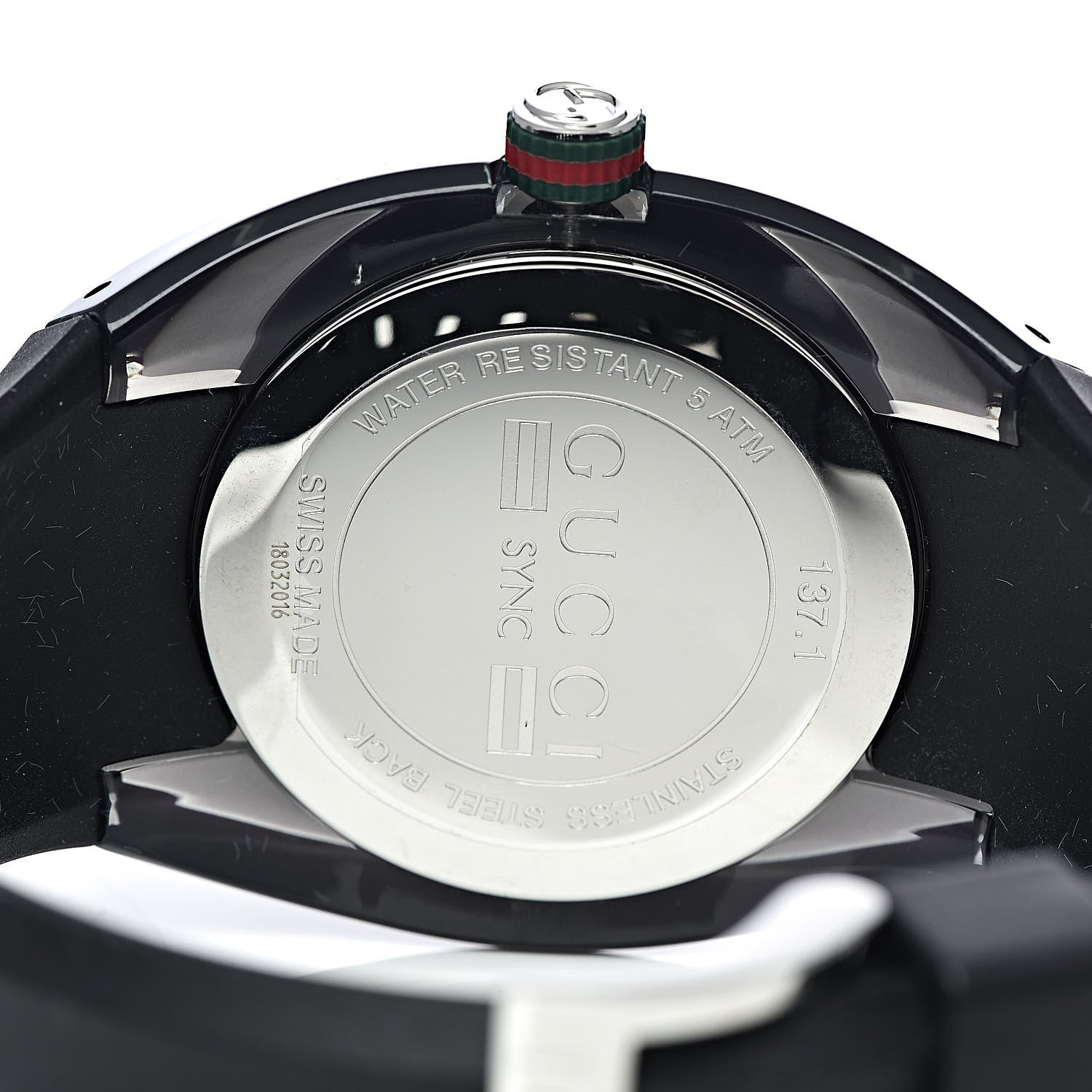 Gucci Stainless Steel Rubber 46mm Sync Web Quartz Watch Black 5 of 6