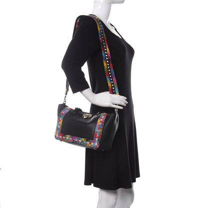 Valentino Garavani Grained Calfskin Embroidered Small Rockstud Rolling Tote Black 3 of 11