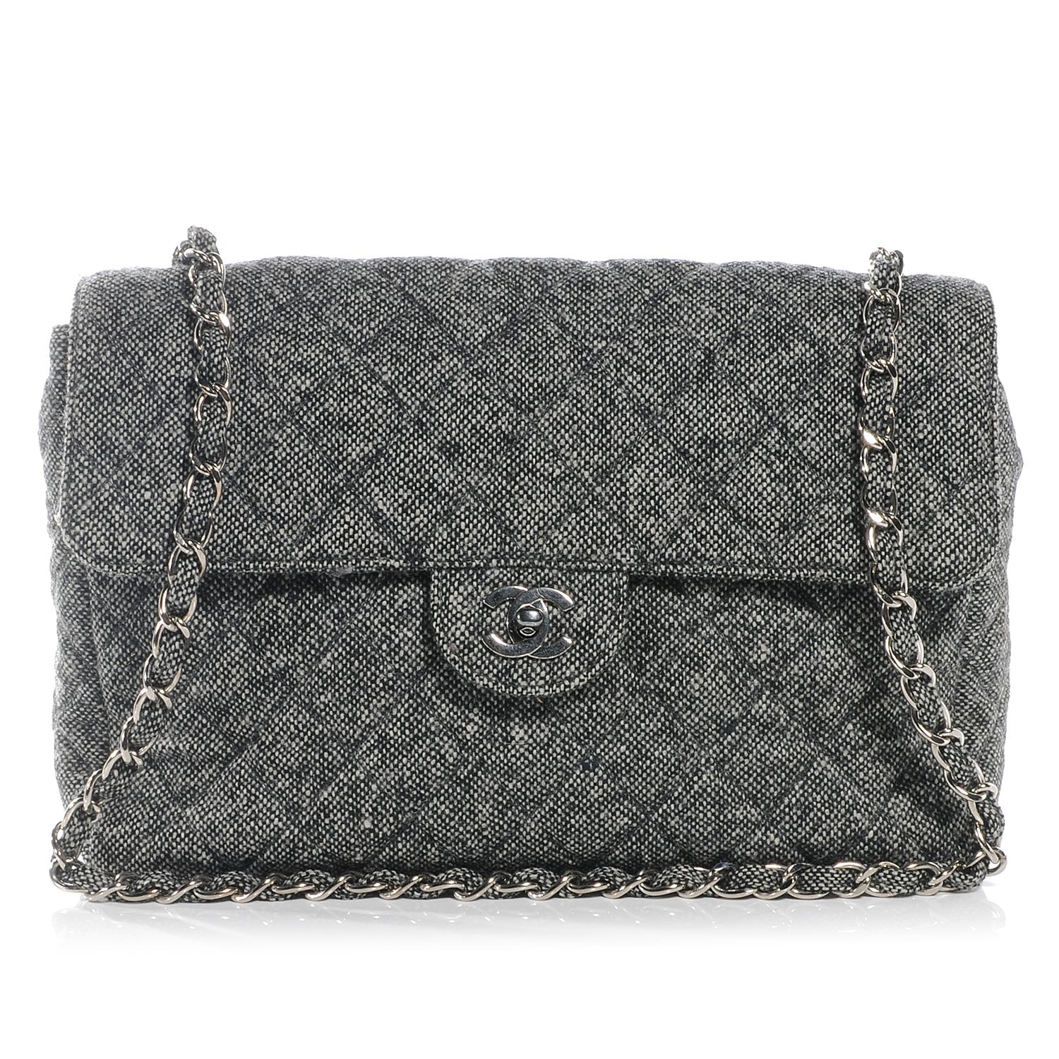 Chanel Tweed Jumbo Single Flap Grey 1 of 7