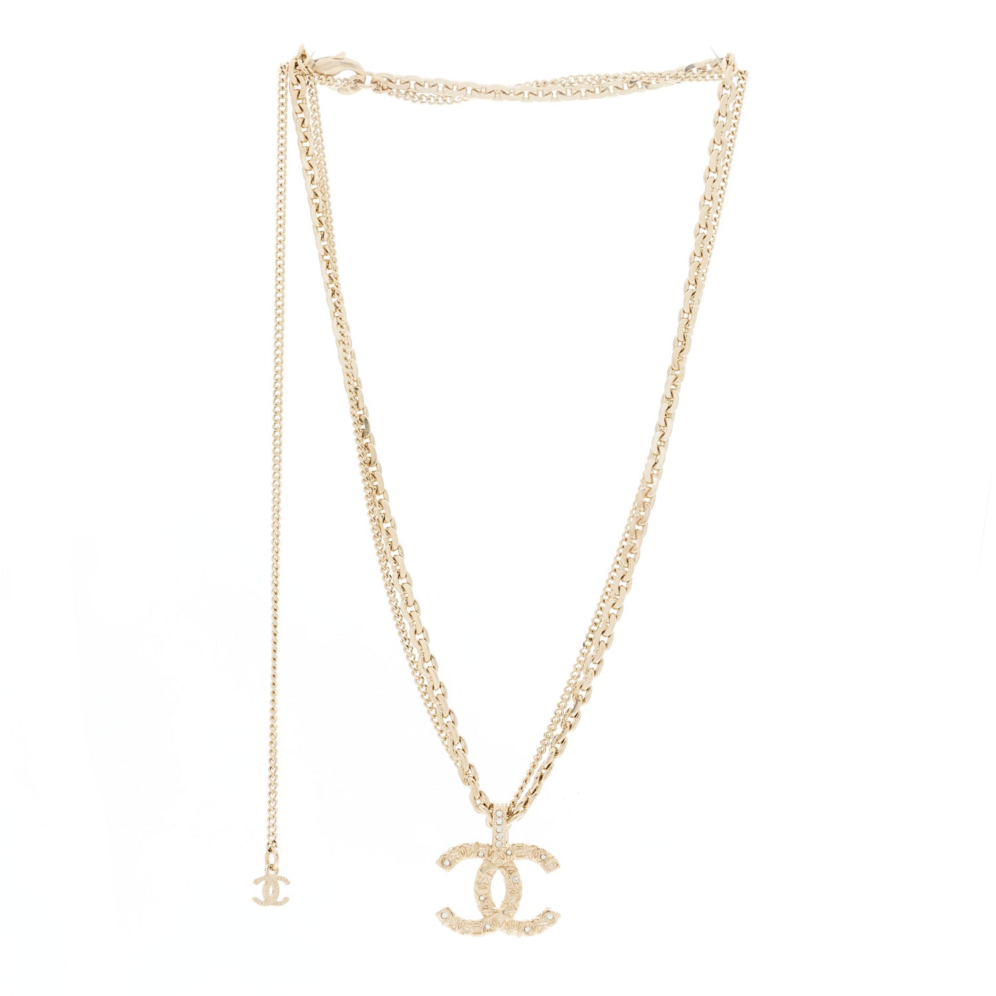 Crystal CC Multi Strand Chain Necklace Gold