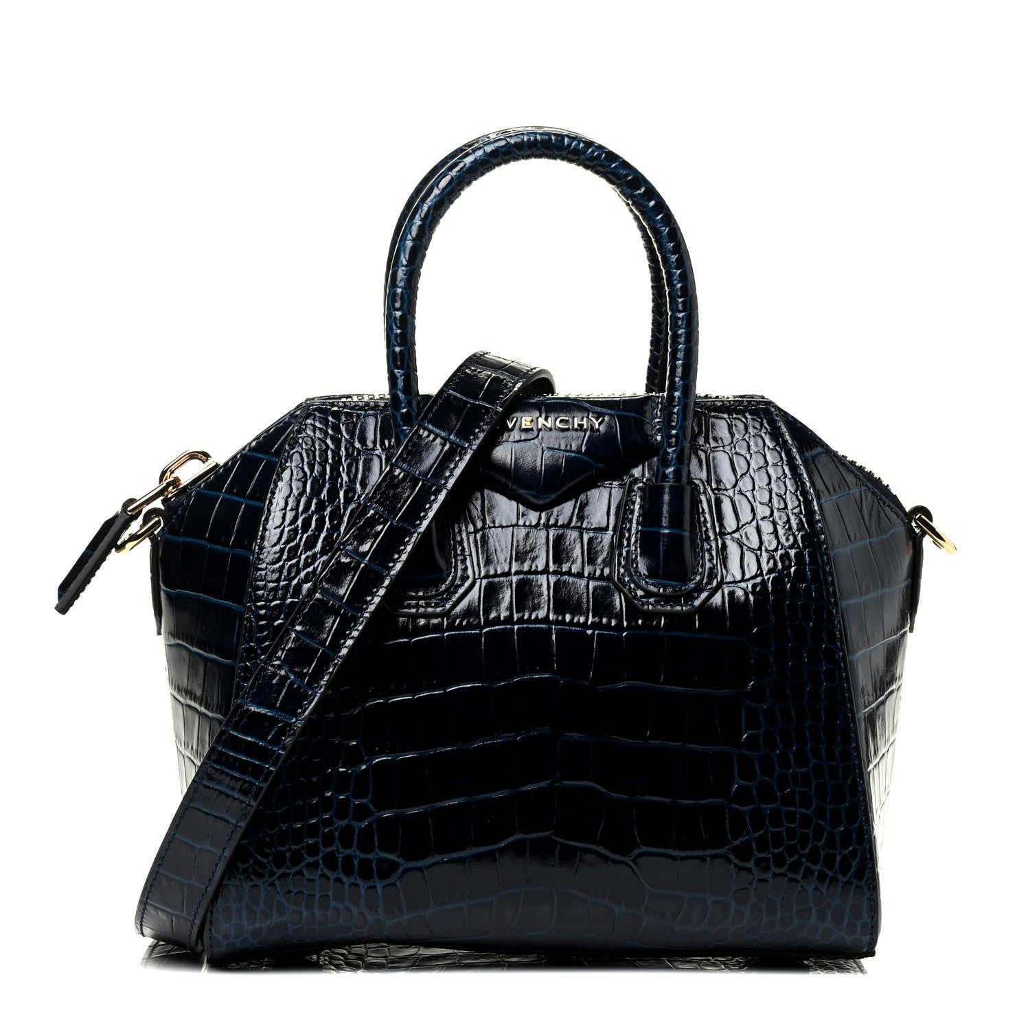 Givenchy Calfskin Crocodile Embossed Mini Antigona Navy 1 of 4