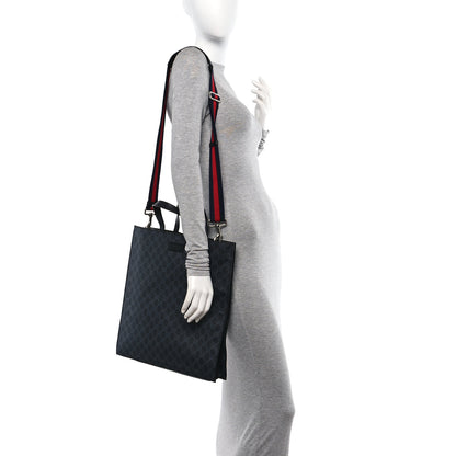 Gucci Soft GG Supreme Monogram Appia Calfskin Web Vertical Tote Black 2 of 10
