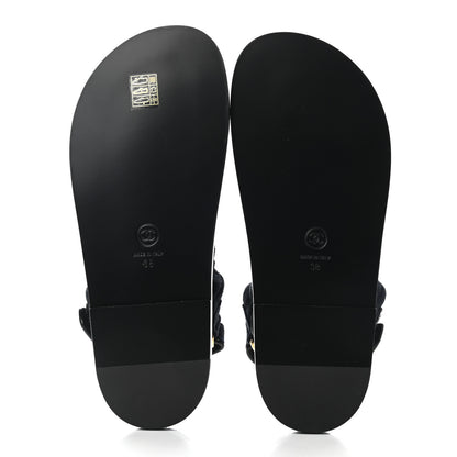 Chanel Velvet Velcro Dad Sandals 38 Navy Blue 5 of 9