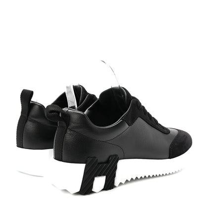 Hermes Goatskin Suede Goatskin Bouncing Sneakers 36 Black 5 of 9