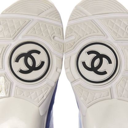 Chanel Nylon Calfskin Suede CC Womens Sneakers 39 Light Blue 7 of 14