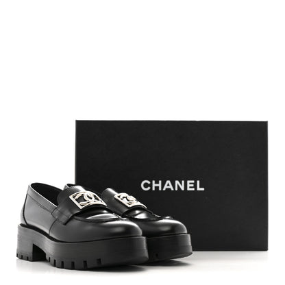 Chanel Calfskin Metal CC Loafers 35 Black 13 of 13