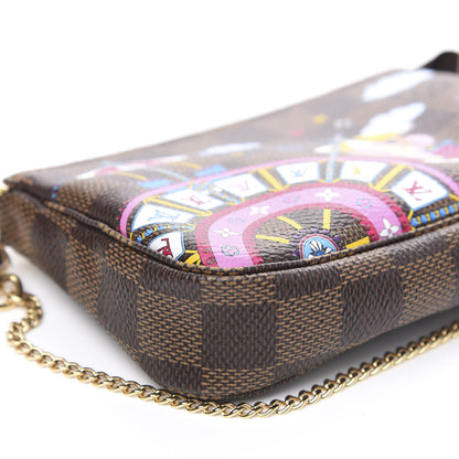 Louis Vuitton Damier Ebene 2020 Christmas Animation Big Wheel Mini Pochette Accessories Rose Ballerine 7 of 9