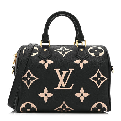 Louis Vuitton Empreinte Monogram Giant Speedy Bandouliere 25 Black Beige 1 of 9