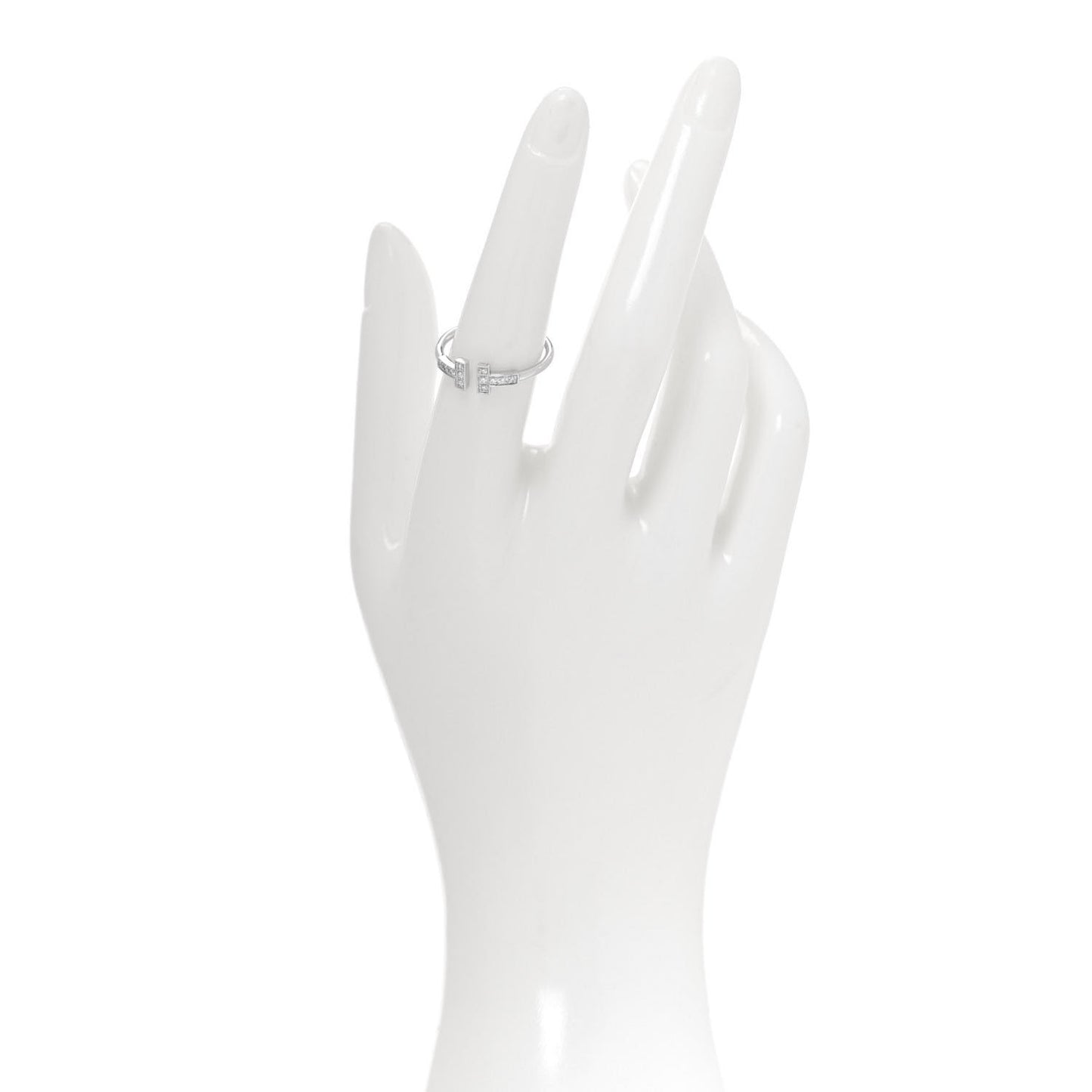 18K White Gold Diamond T Wire Ring 54 7