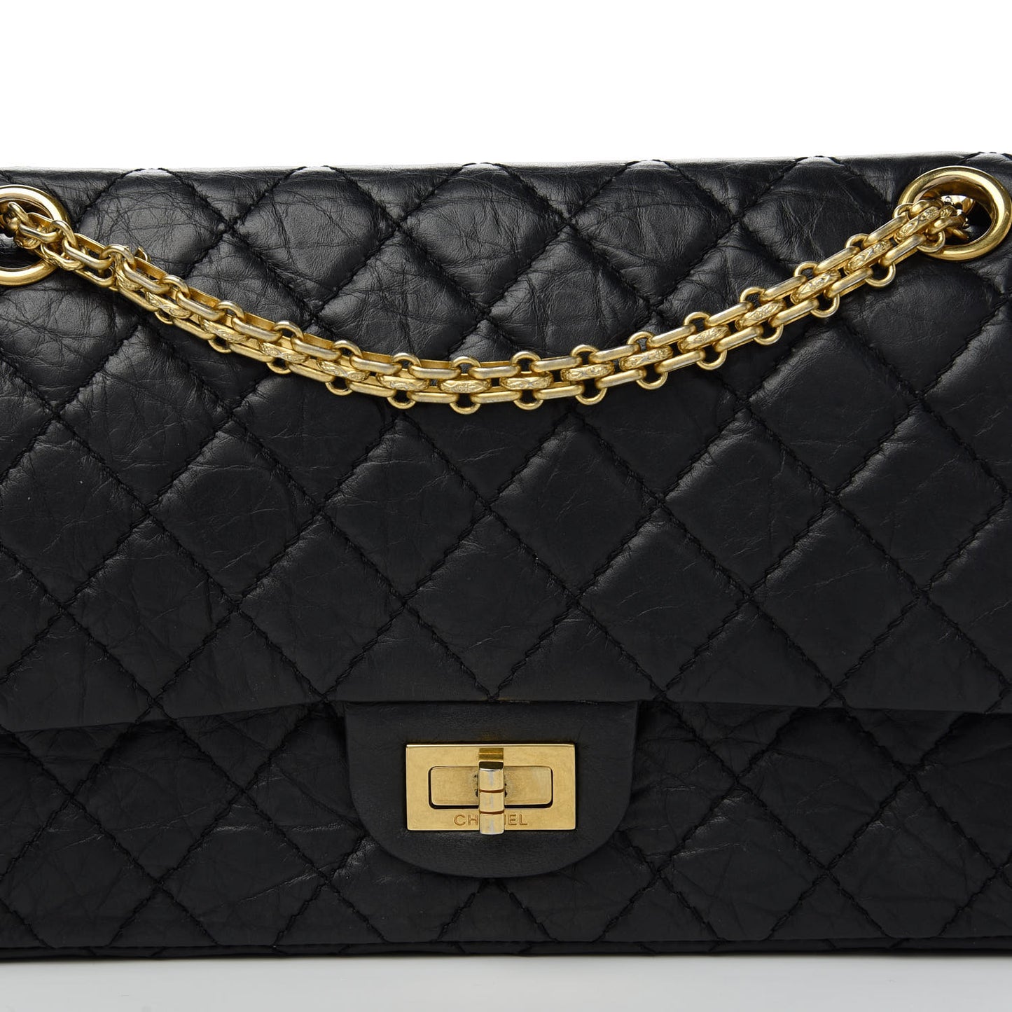 Aged Calfskin Quilted 2.55 Reissue 225 Flap Black