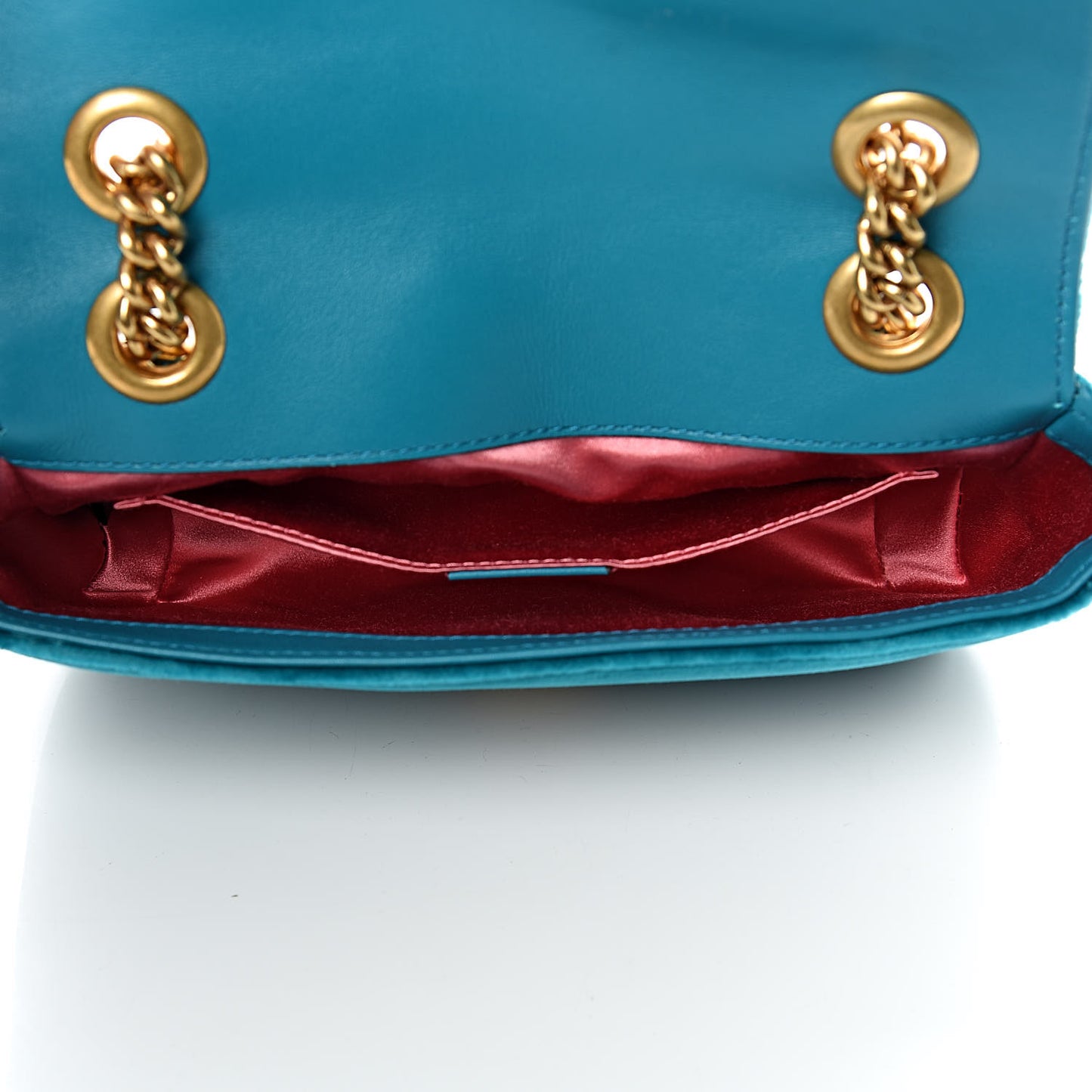 Velvet Matelasse Mini GG Marmont Shoulder Bag Pavone Cyan