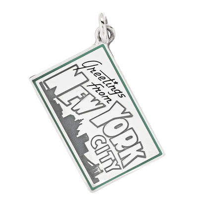 Tiffany Sterling Silver Enamel New York Postcard Charm Blue 1 of 4