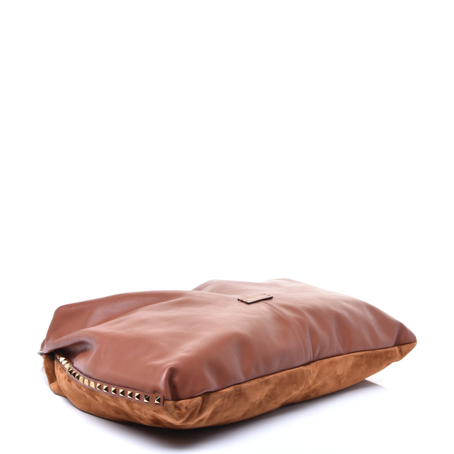 Calfskin Suede Rockstud Hobo Brown