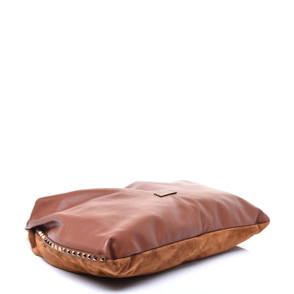 Valentino Garavani Calfskin Suede Rockstud Hobo Brown 4 of 8