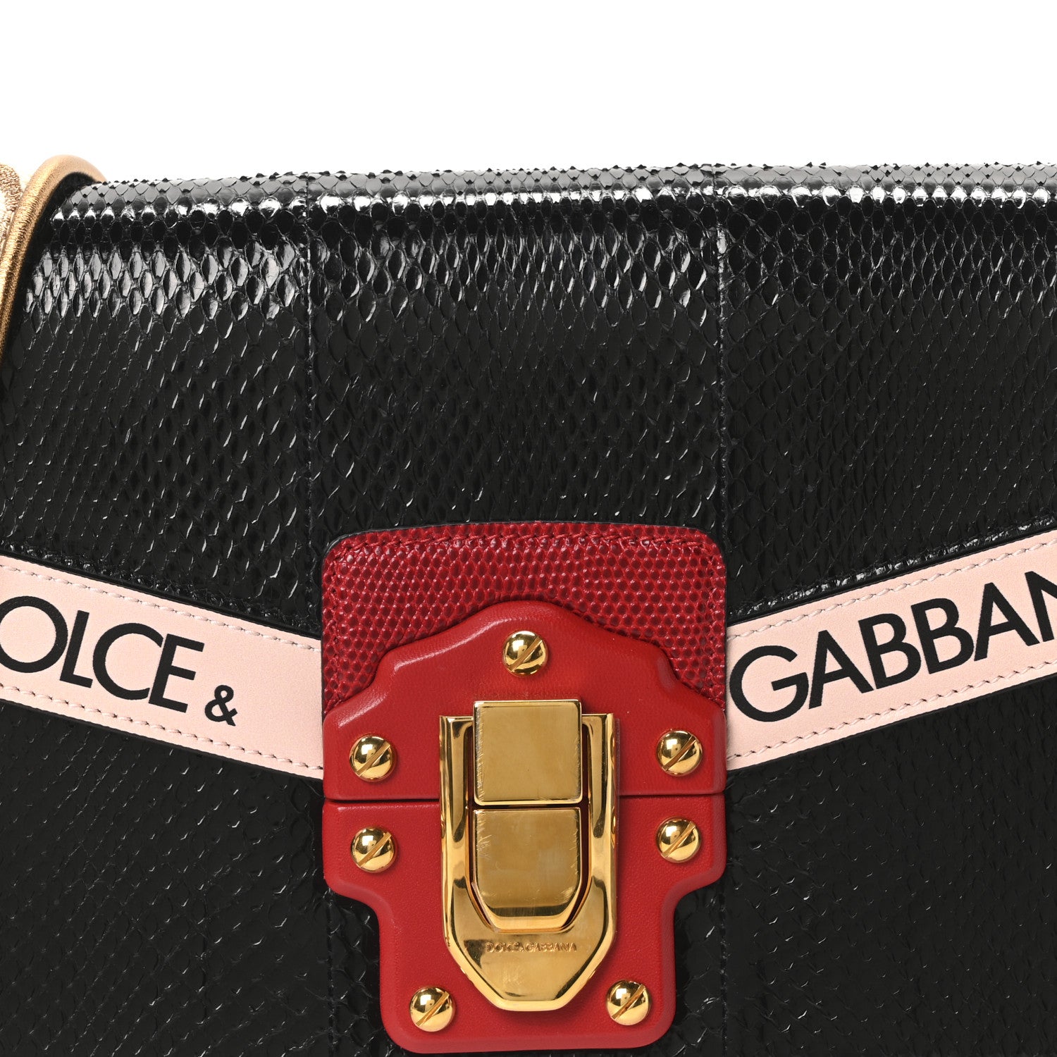 Dolce & Gabbana Snakeskin Calfskin Lucia Amore Shoulder Bag Black 6 of 8