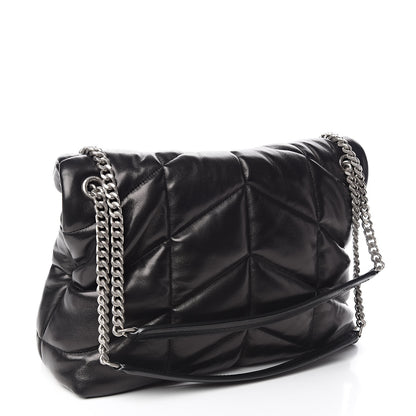Saint Laurent Lambskin Quilted Medium Loulou Puffer Monogram Chain Satchel Black 3 of 11