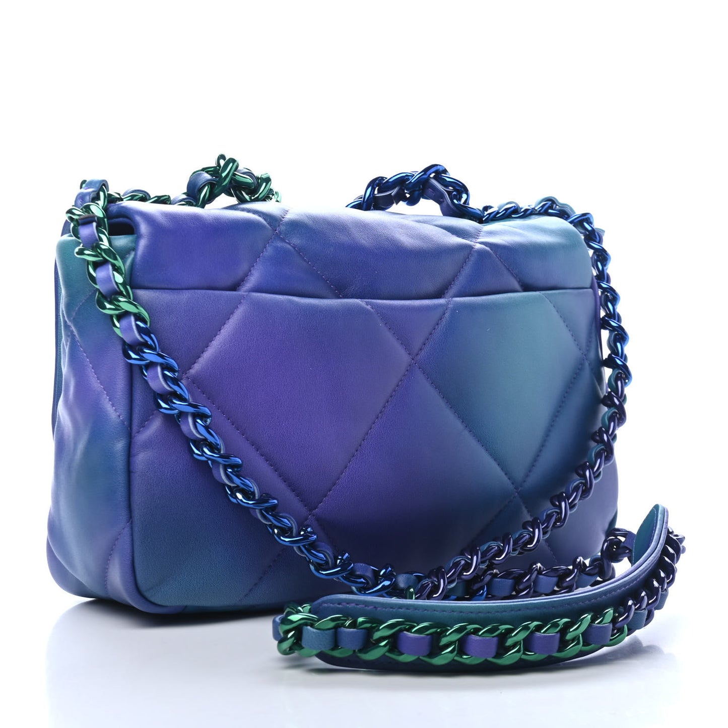 Tie Dye Calfskin Quilted Medium Chanel 19 Flap Blue Purple