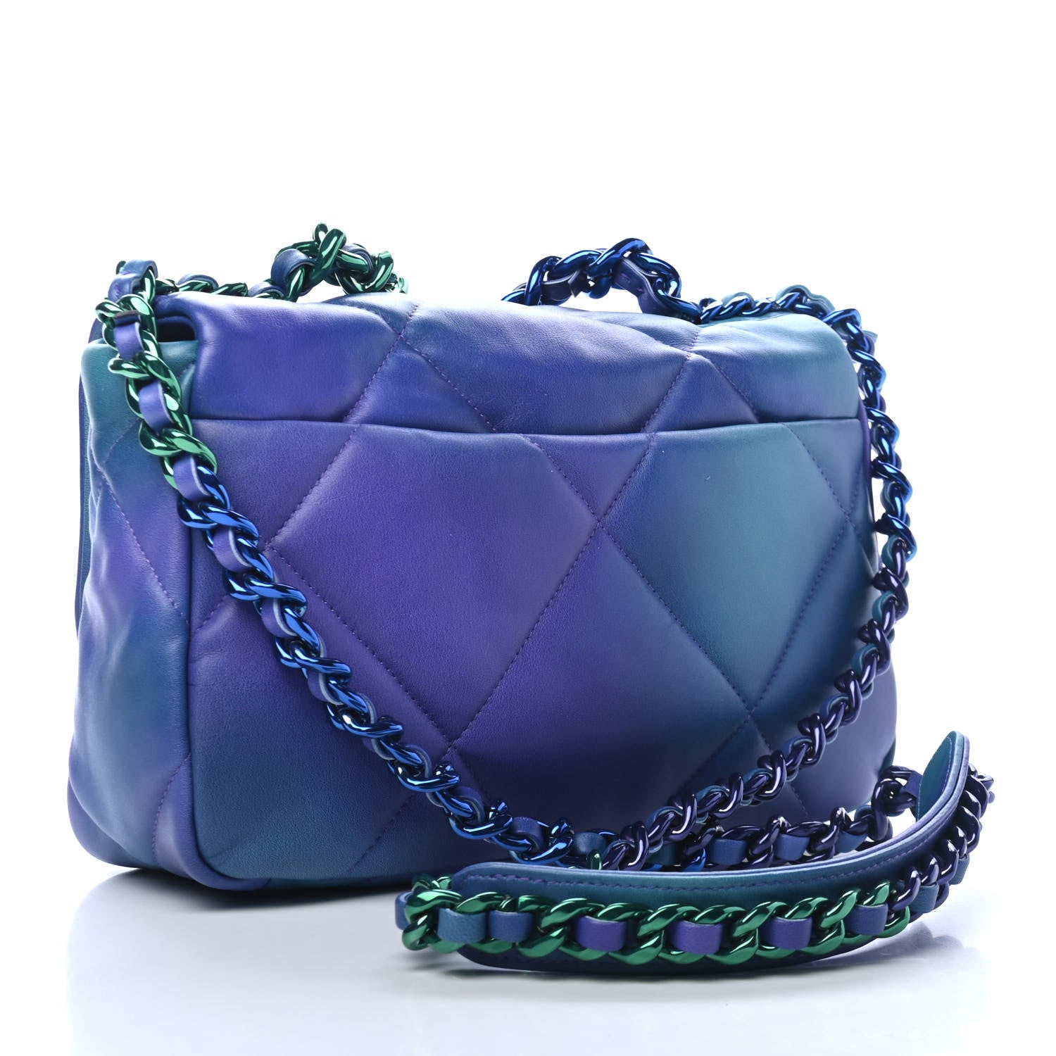 Chanel Tie Dye Calfskin Quilted Medium Chanel 19 Flap Blue Purple 2 of 4