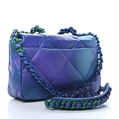 Chanel Tie Dye Calfskin Quilted Medium Chanel 19 Flap Blue Purple 2 of 4