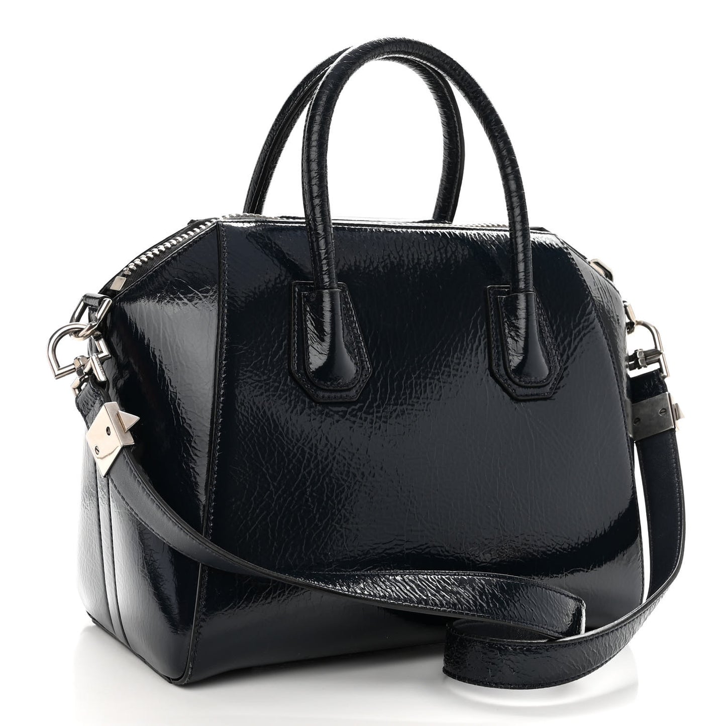 Textured Patent Calfskin Small Antigona Storm Blue