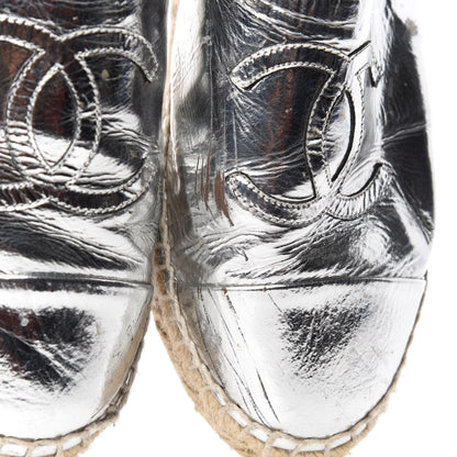 Chanel Laminated Goatskin CC Espadrilles 39 Silver 11 of 12