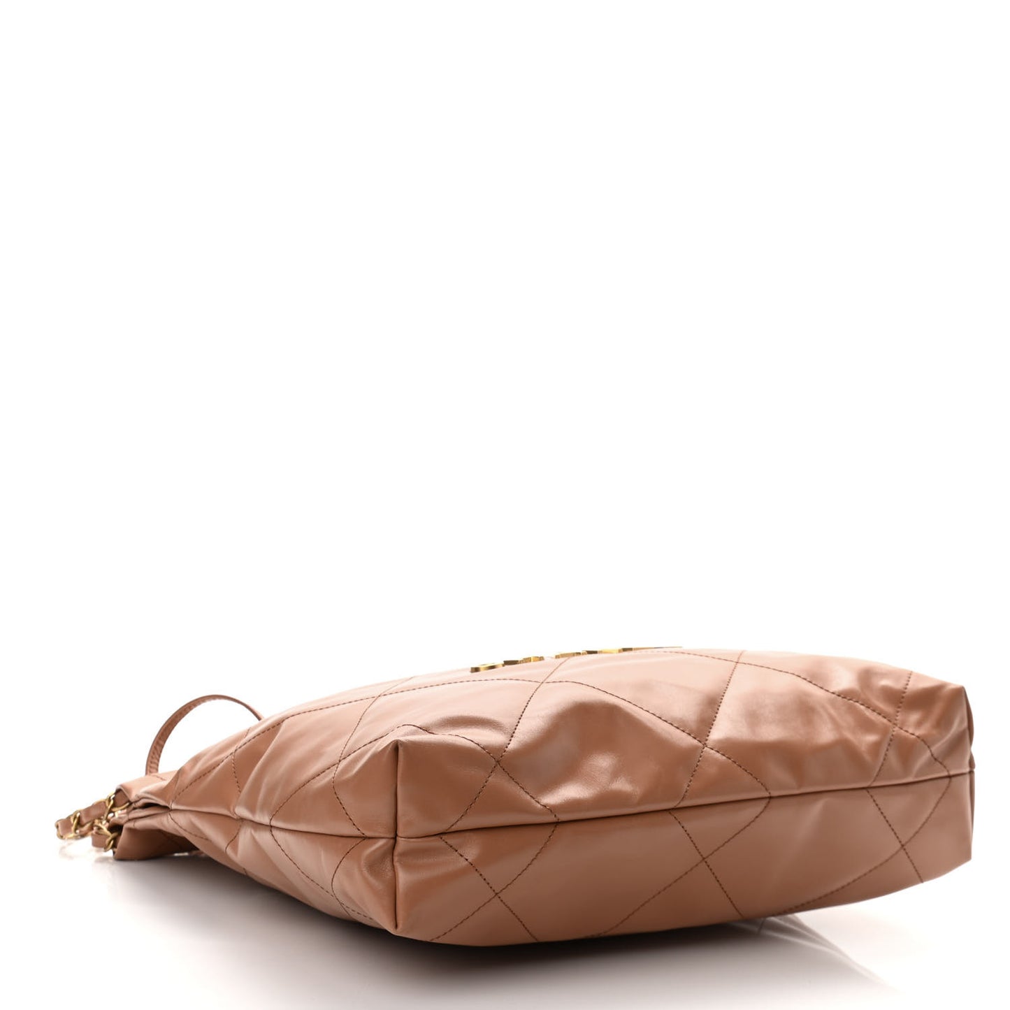 Shiny Calfskin Quilted Small Chanel 22 Camel