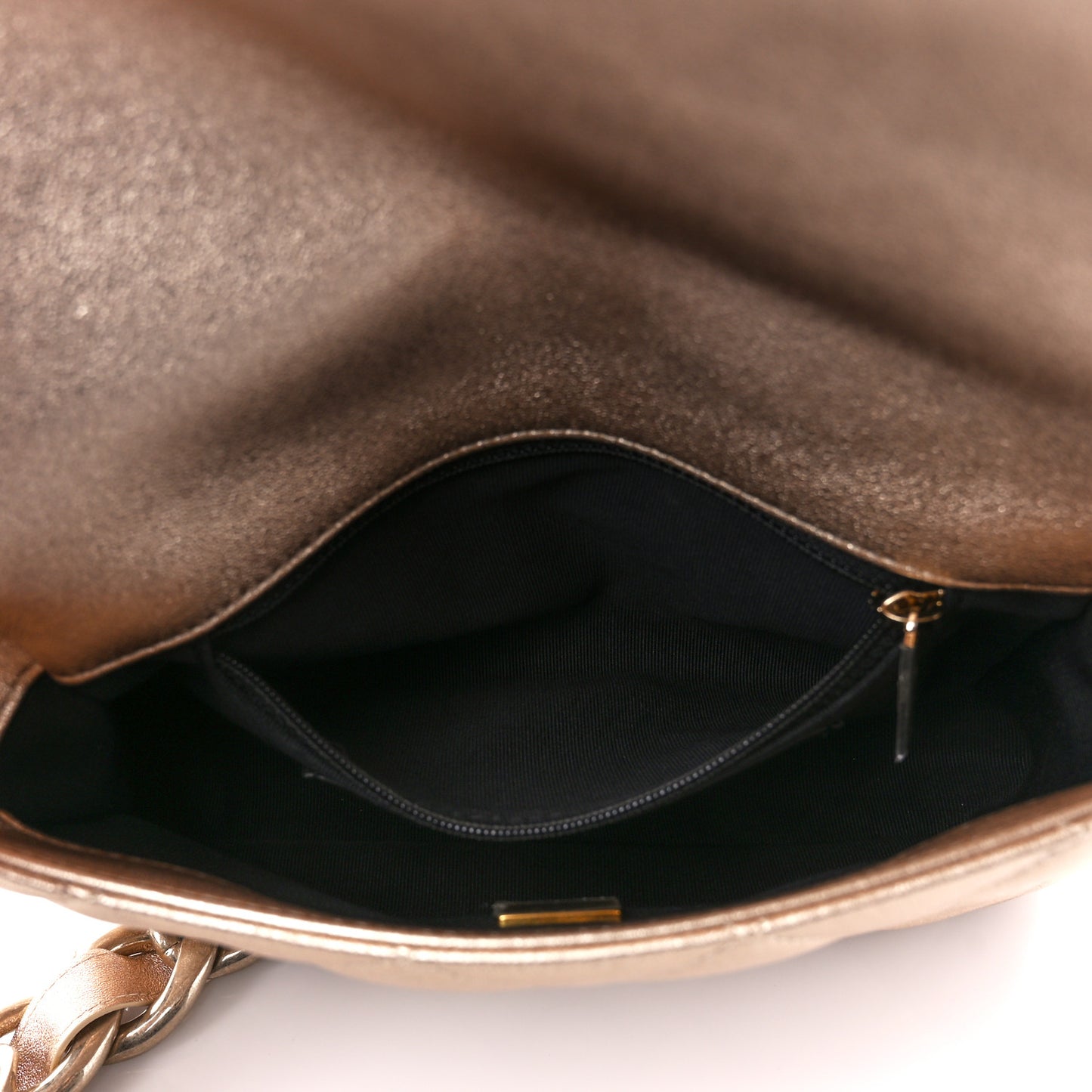 Metallic Lambskin Lacquered Quilted Small Flap Gold