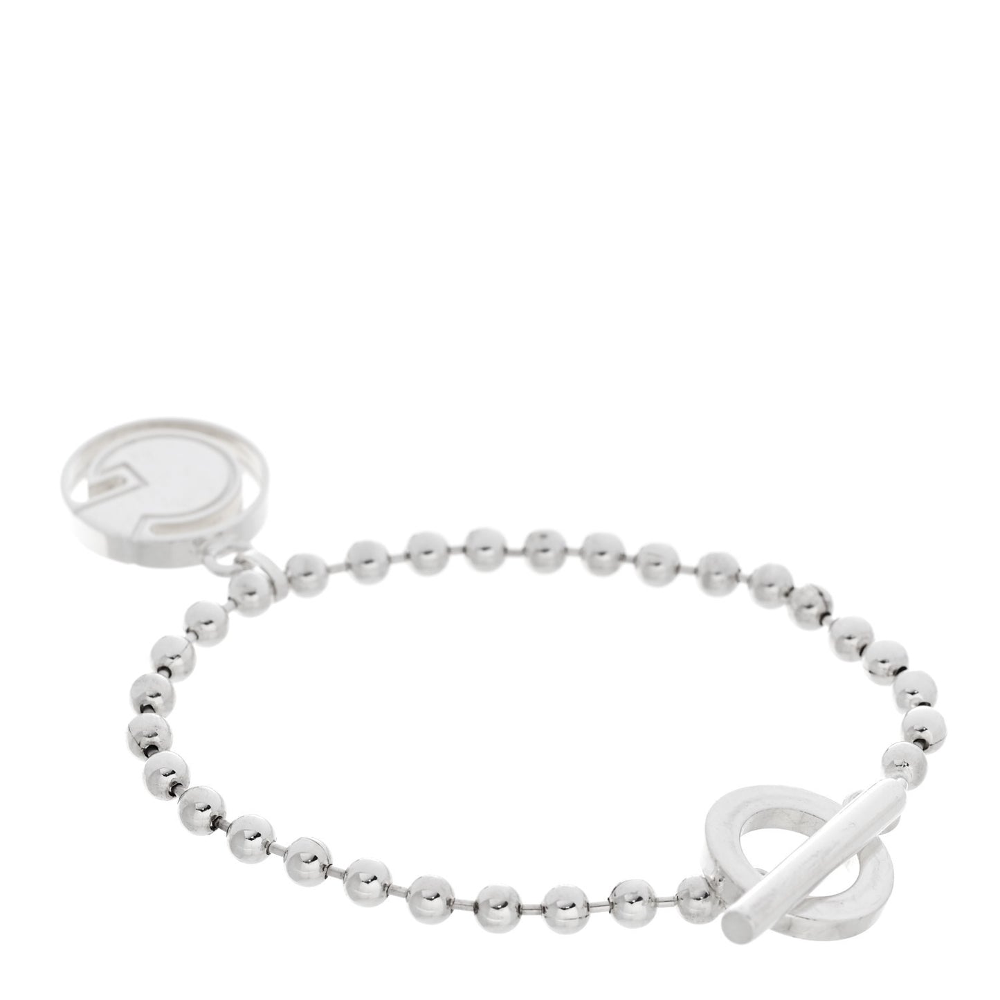 Sterling Silver Boule Bead Charm Toggle Bracelet
