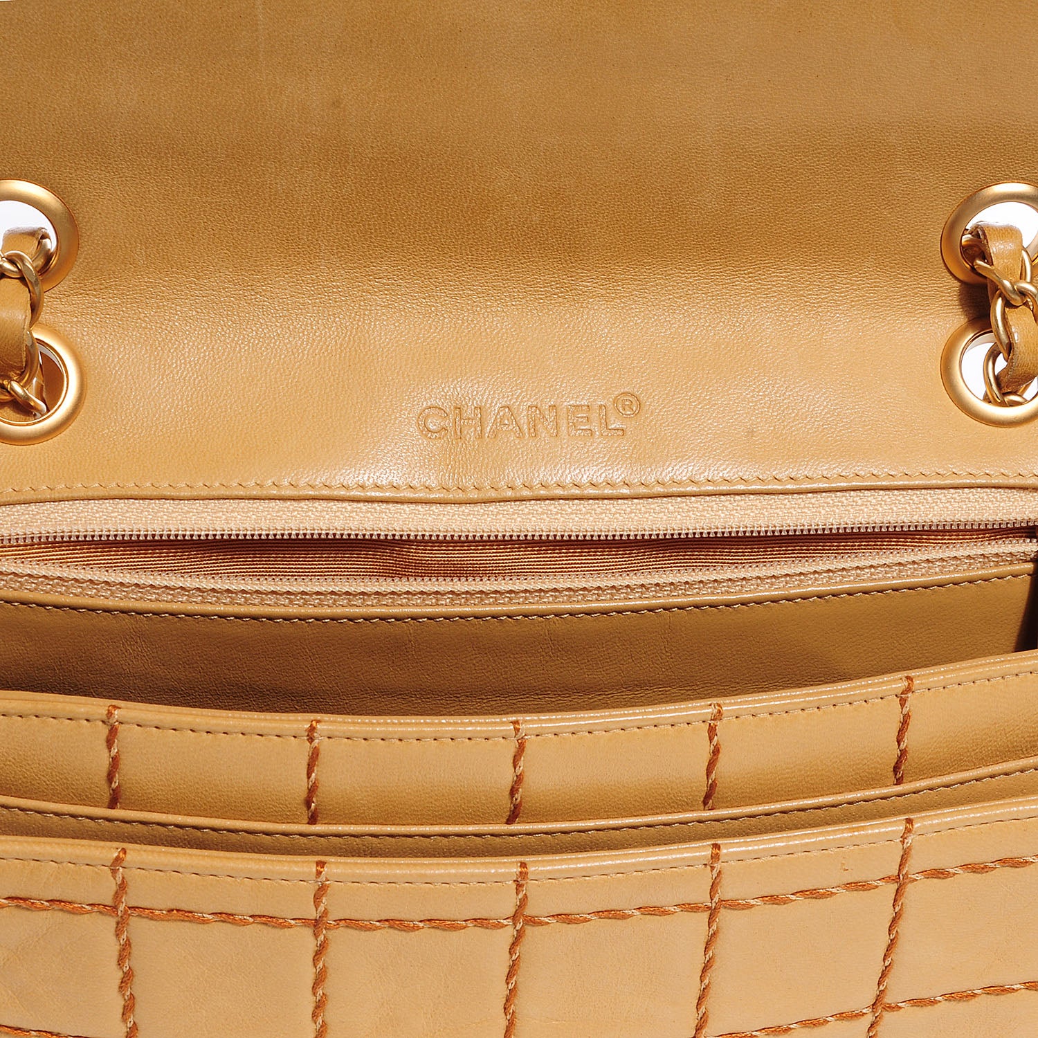 Chanel Lambskin Square Stitched Medium Single Flap Beige 5 of 7