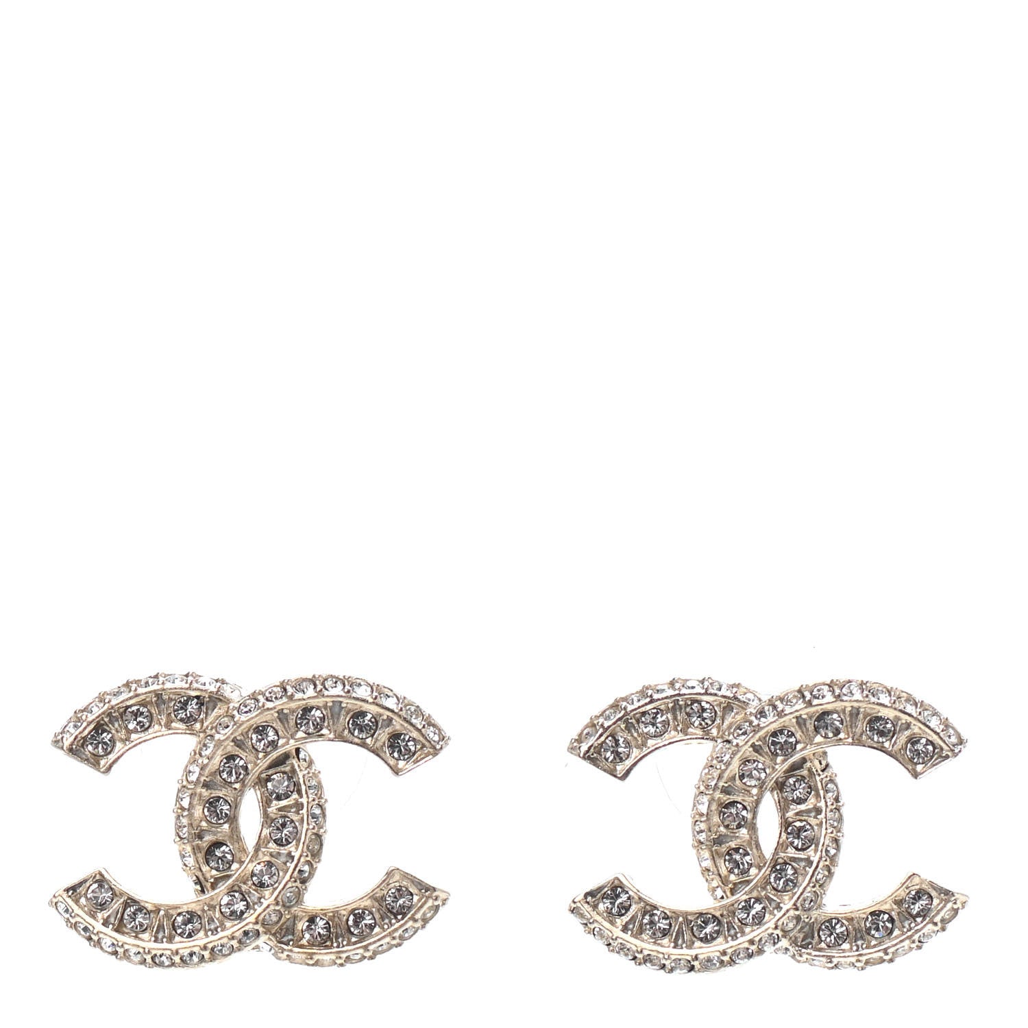 Chanel Crystal Timeless CC Earrings Light Gold 1 of 4