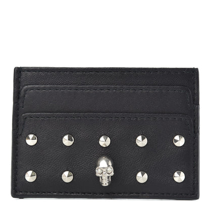 Alexander McQueen Calfskin Studded Skull Card Holder Black 1 of 6