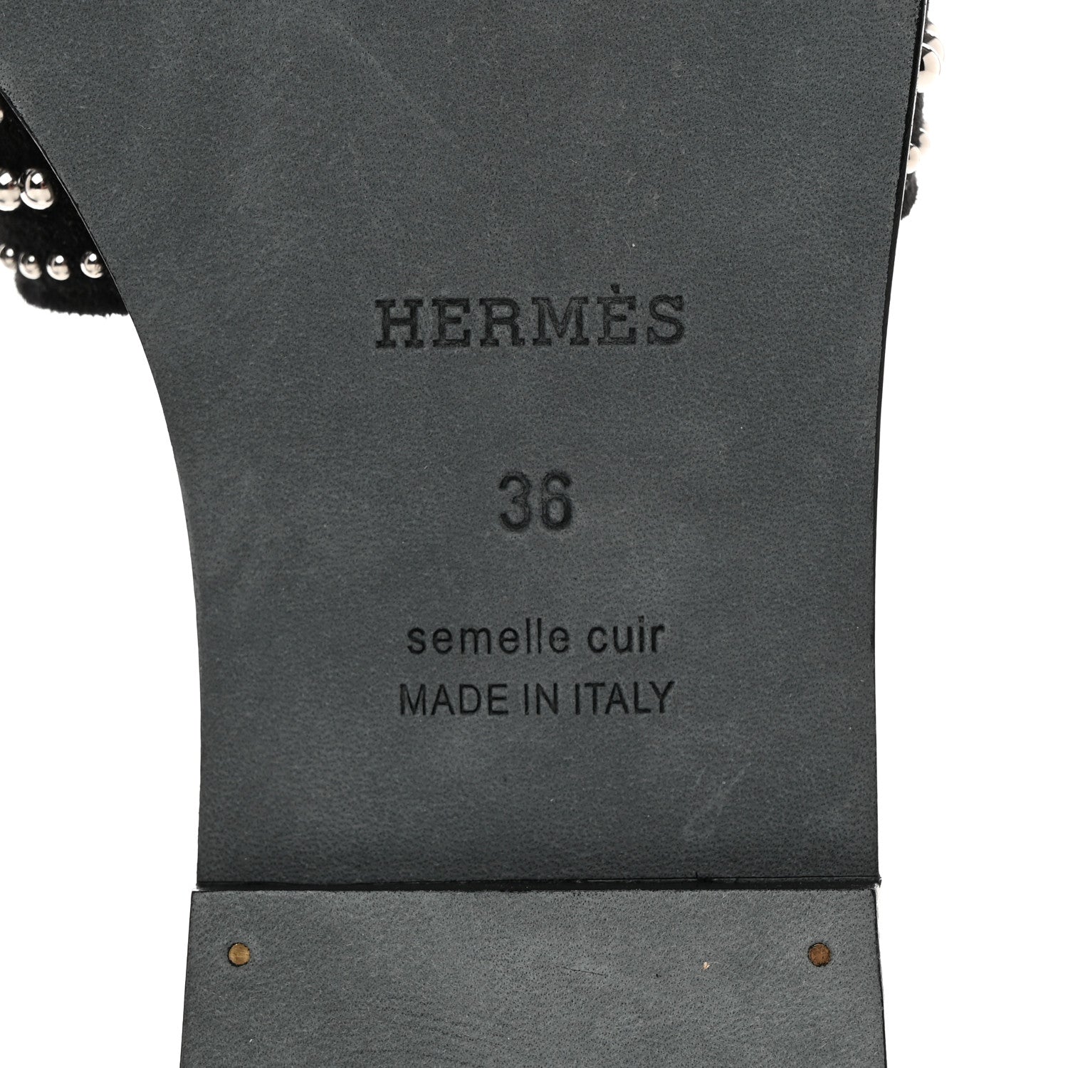 Hermes Suede Goatskin Studded Oran Sandals 36 Black 8 of 10