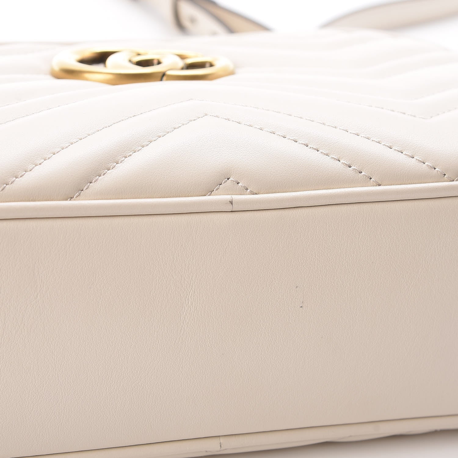 Gucci Calfskin Matelasse Small GG Marmont Chain Shoulder Bag White 10 of 14