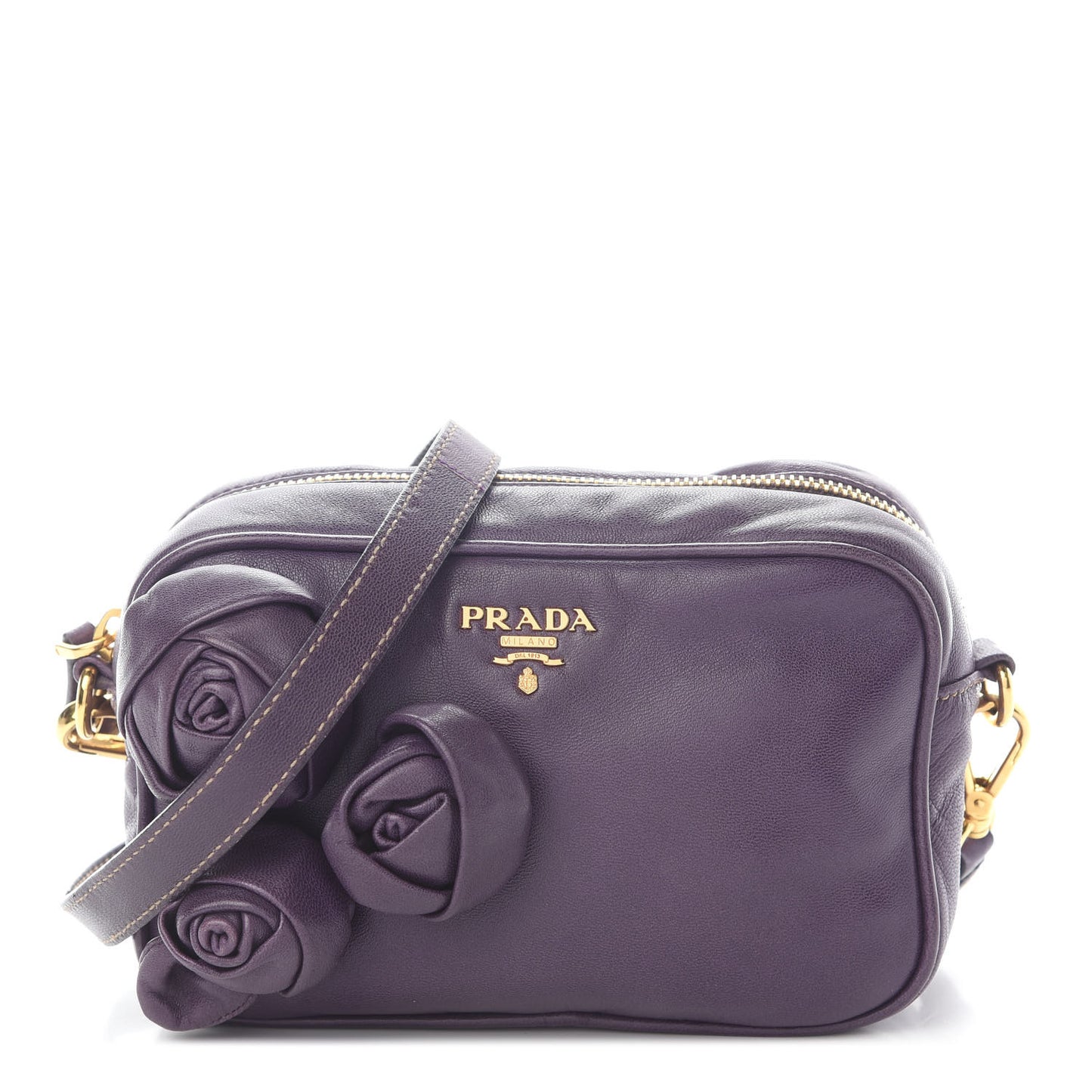 Nappa Rosette Crossbody Clutch Viola