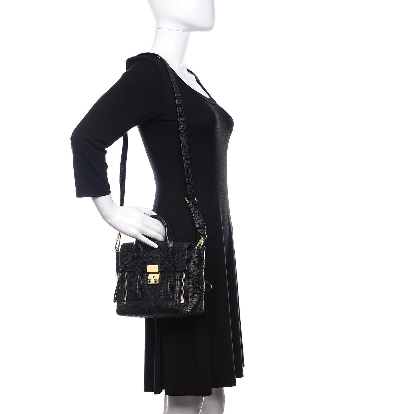 3.1 Textured Calfskin Mini Pashli Satchel Black
