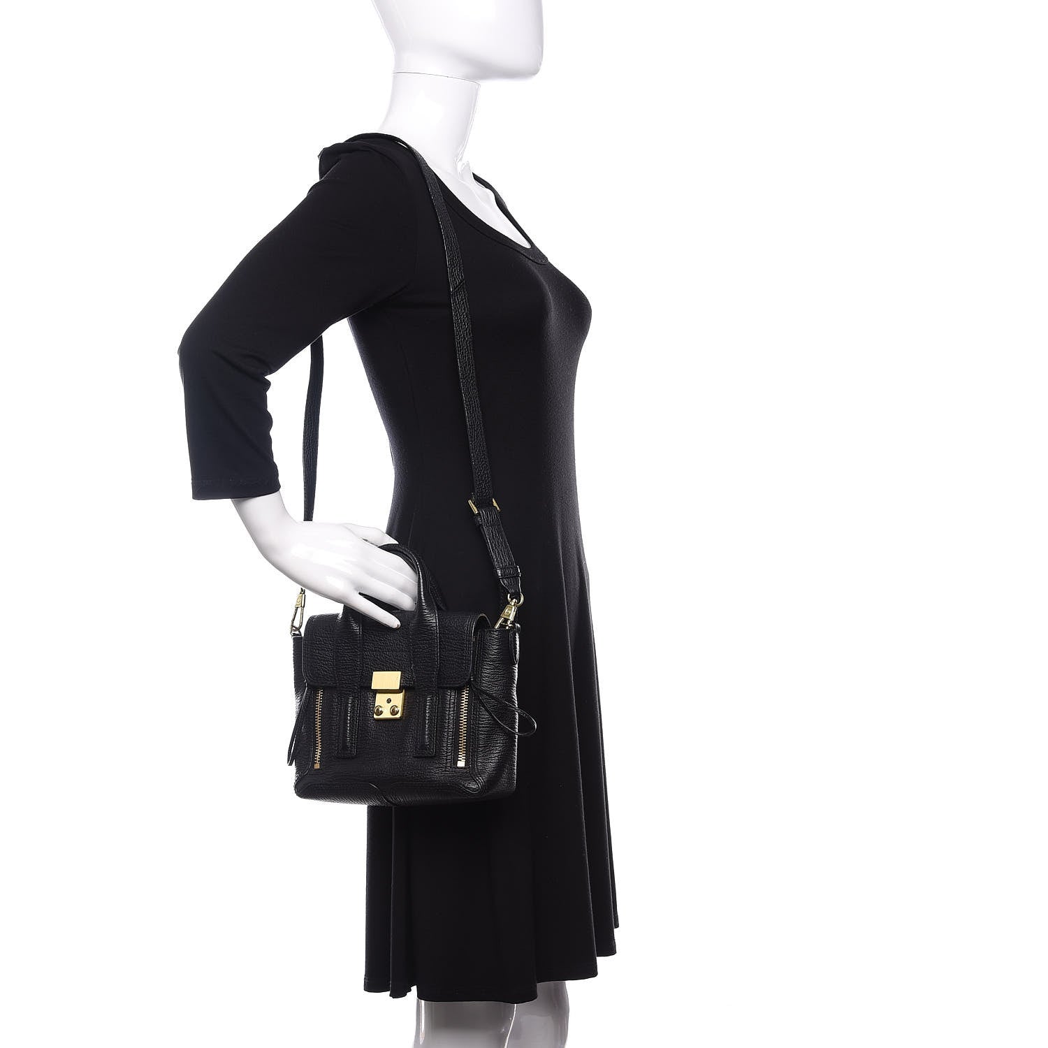 3.1 Phillip Lim 3.1 Textured Calfskin Mini Pashli Satchel Black 2 of 13