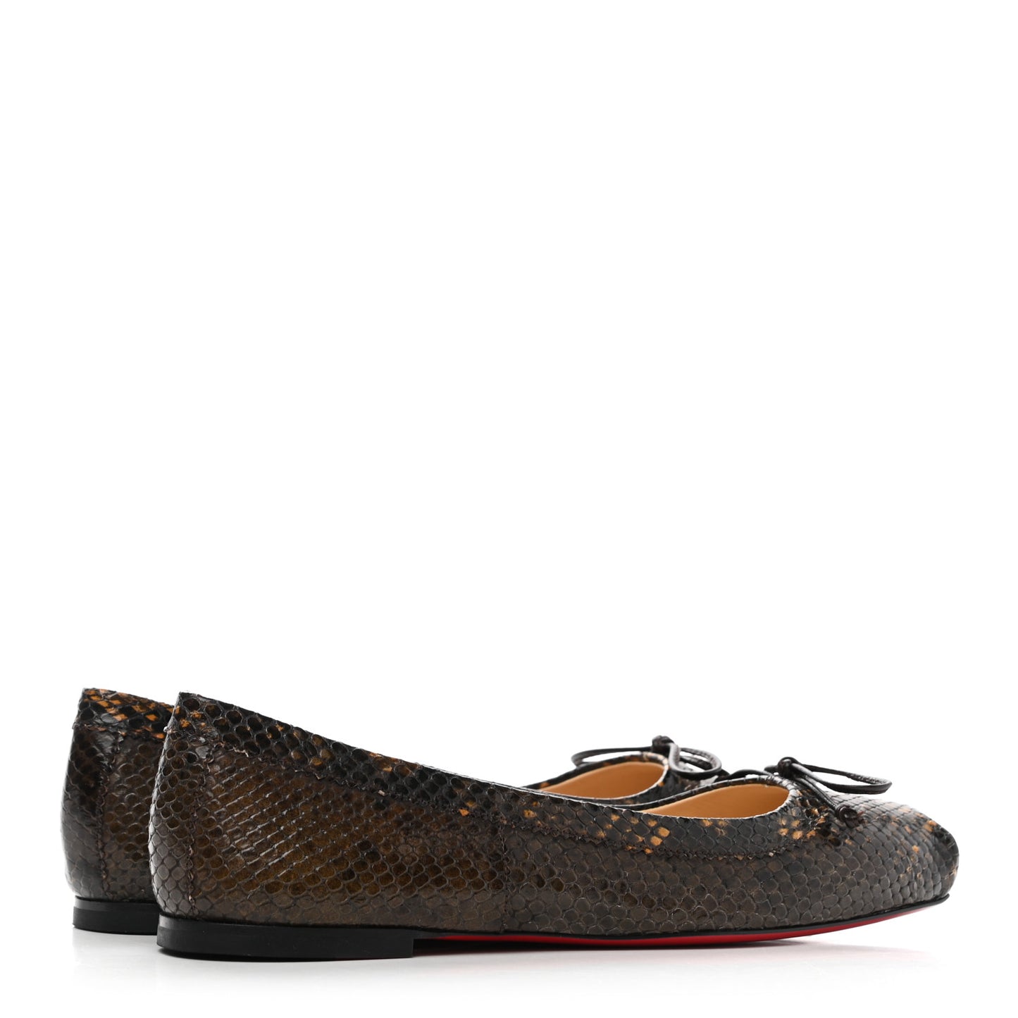 Snakeskin Embossed Mamadrague Flats 36 Dark Brown