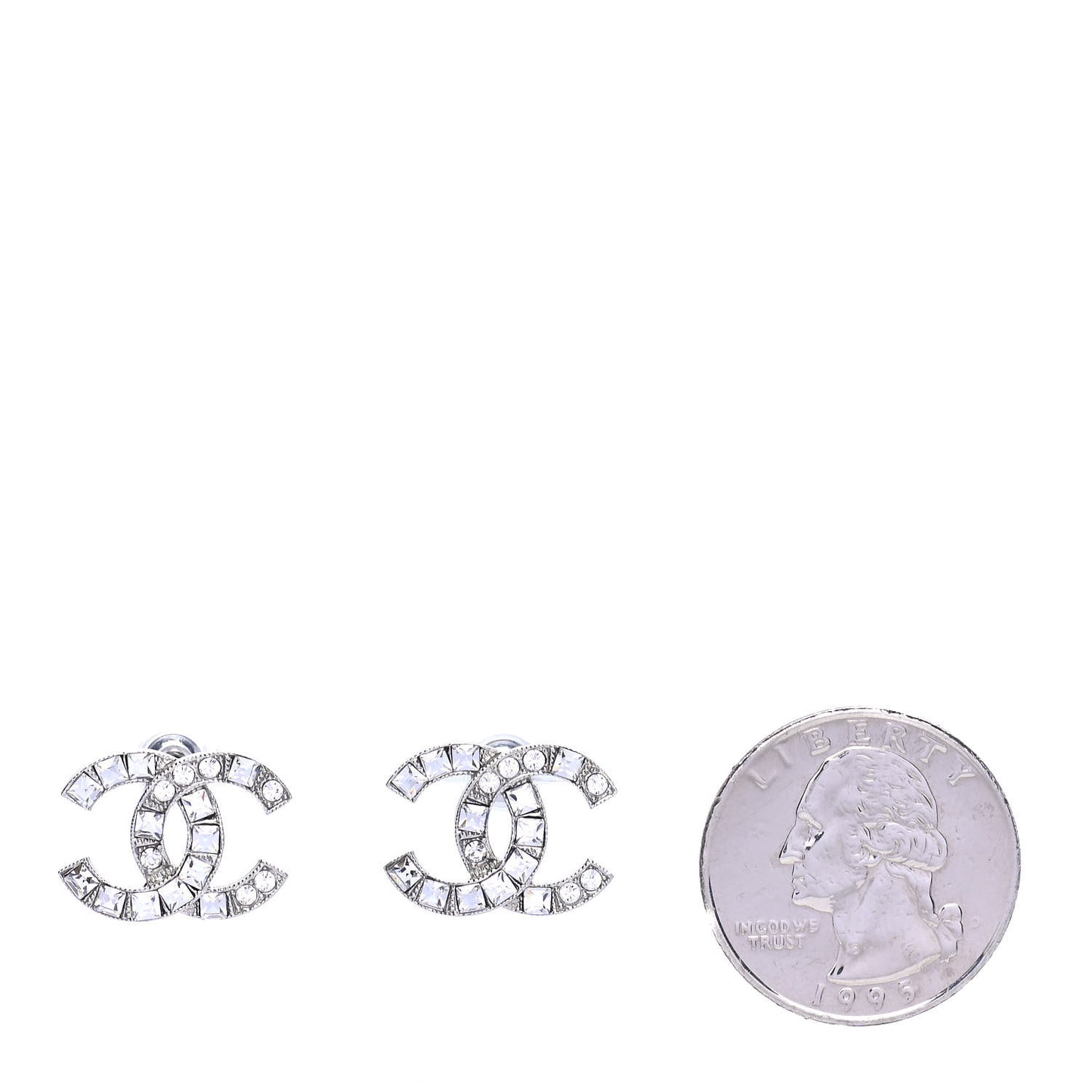 Baguette Crystal CC Earrings Silver