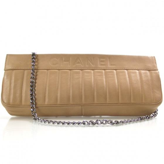 Chanel Leather Quilted Convertible Clutch Beige 1 of 10