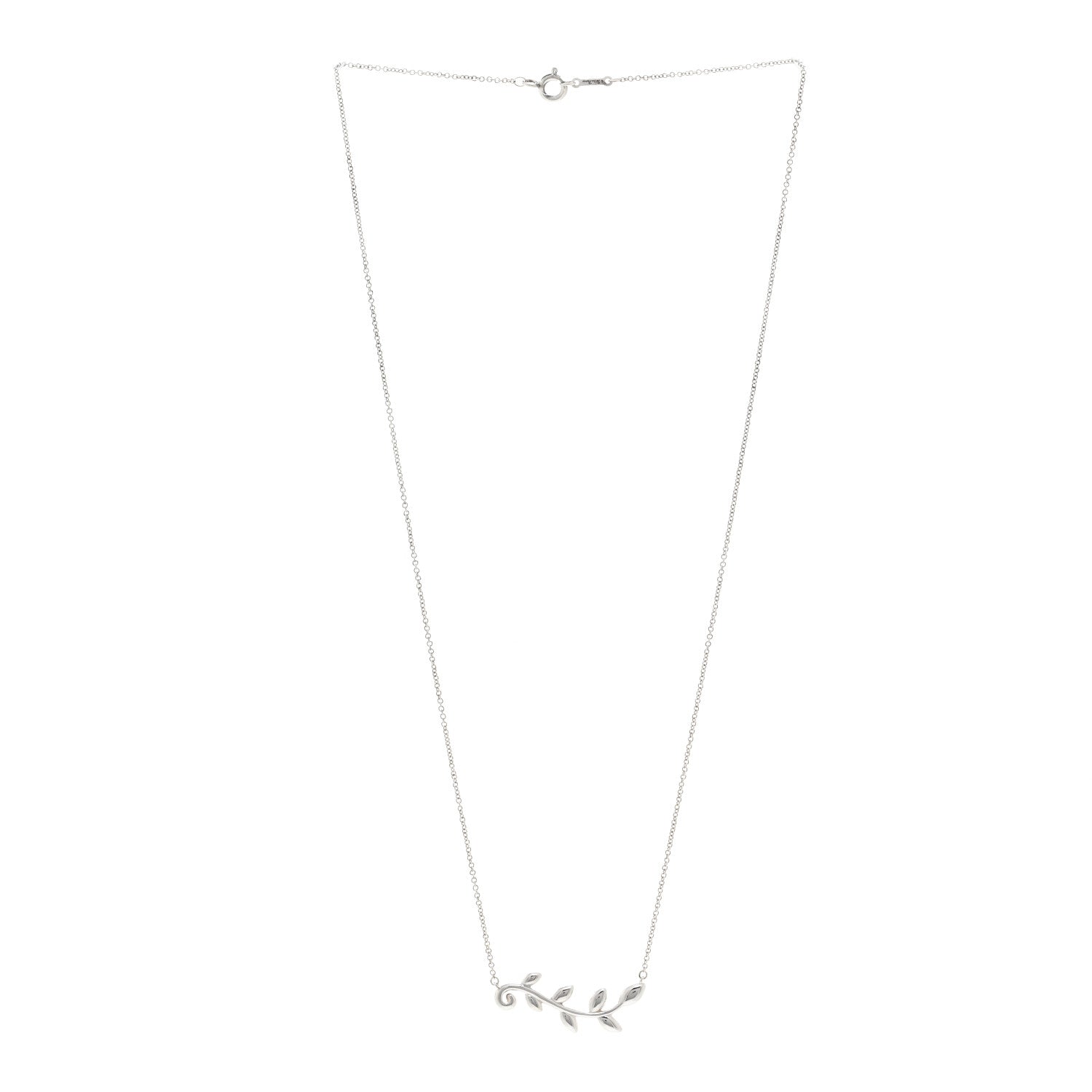 Tiffany Sterling Silver Paloma Picasso Olive Leaf Vine Pendant Necklace 3 of 4