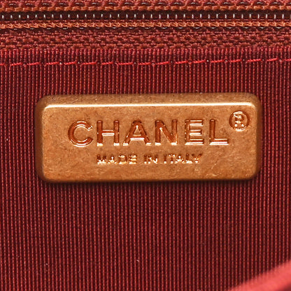 Chanel Suede Chevron Quilted Mini CC Button Clutch Red 6 of 10