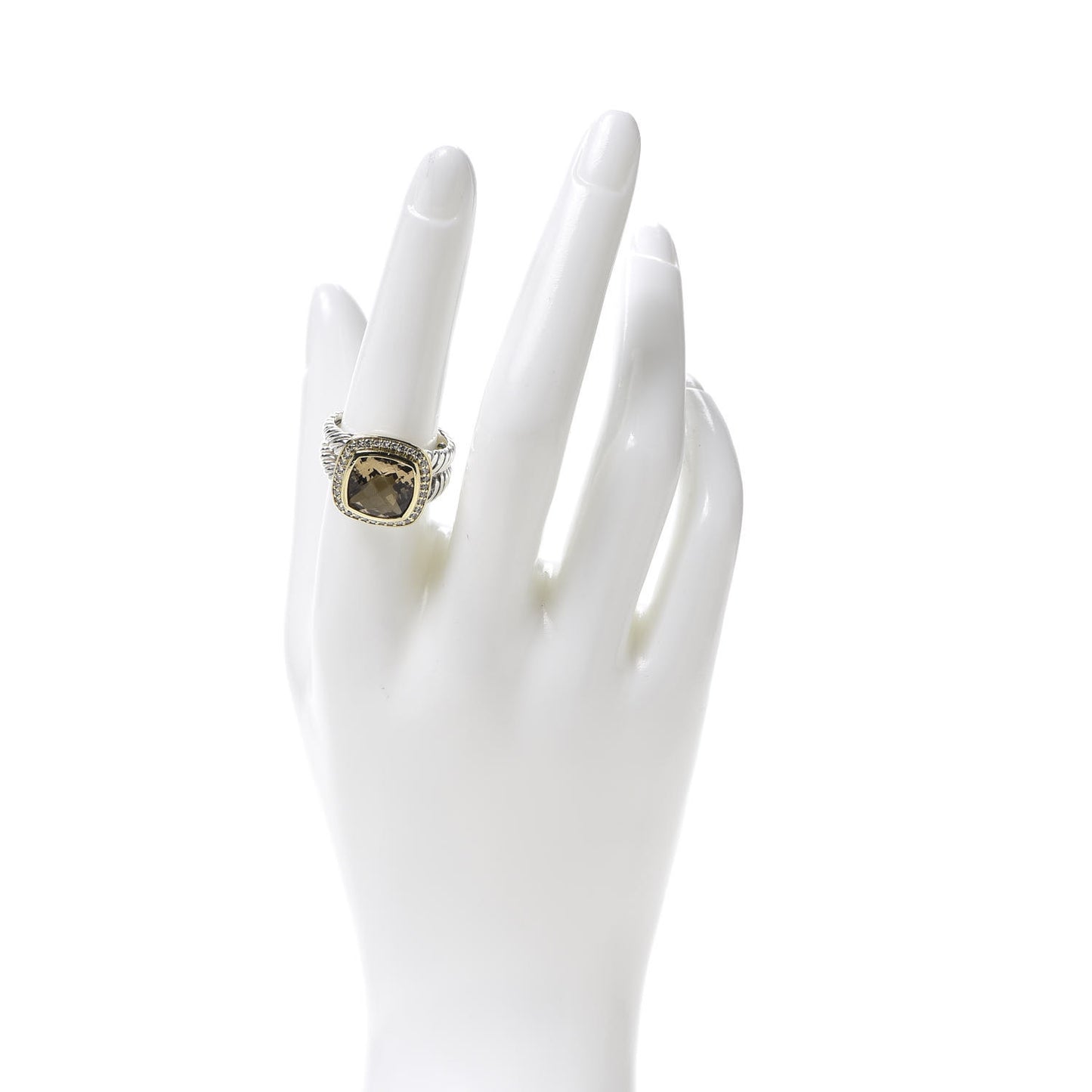Sterling Silver 18K Yellow Gold Diamond Champagne Citrine 11mm Albion Ring 57 8