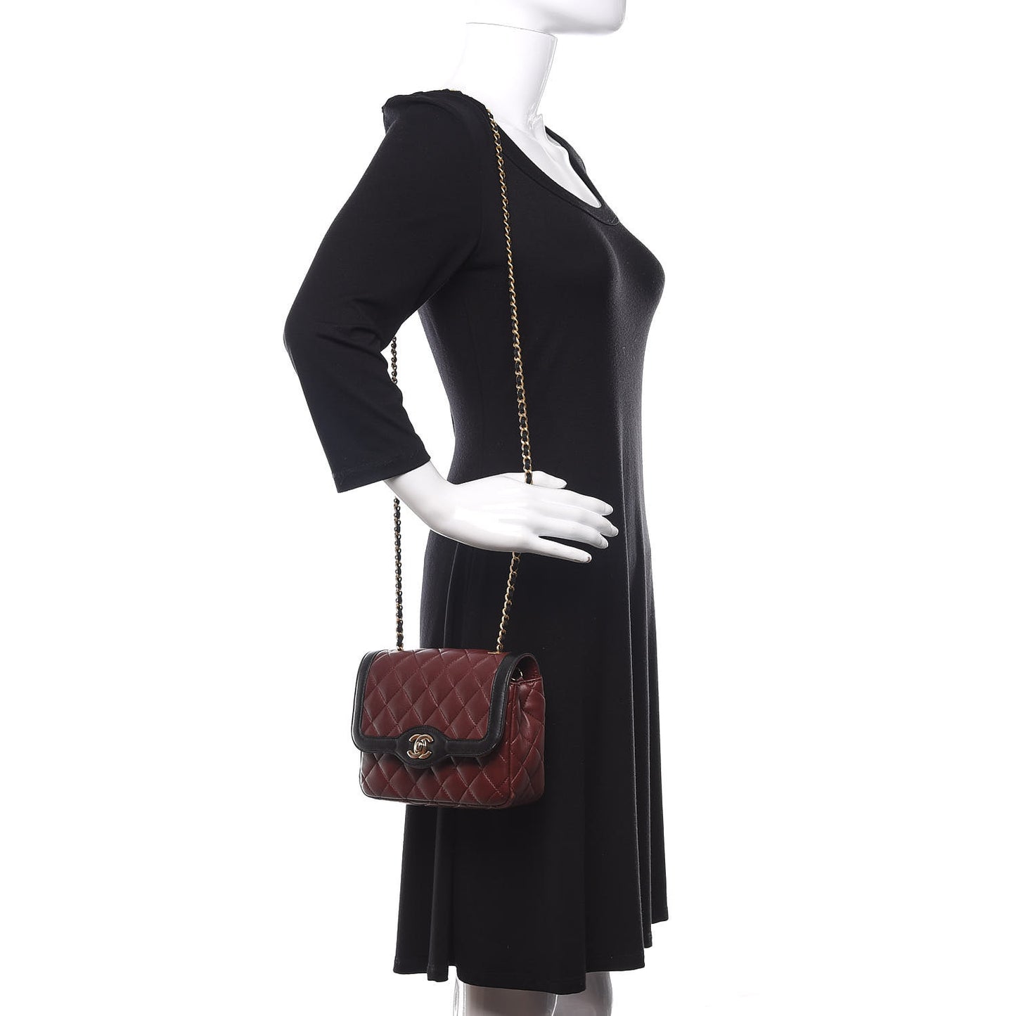 Lambskin Quilted Mini Two Tone Day Flap Burgundy