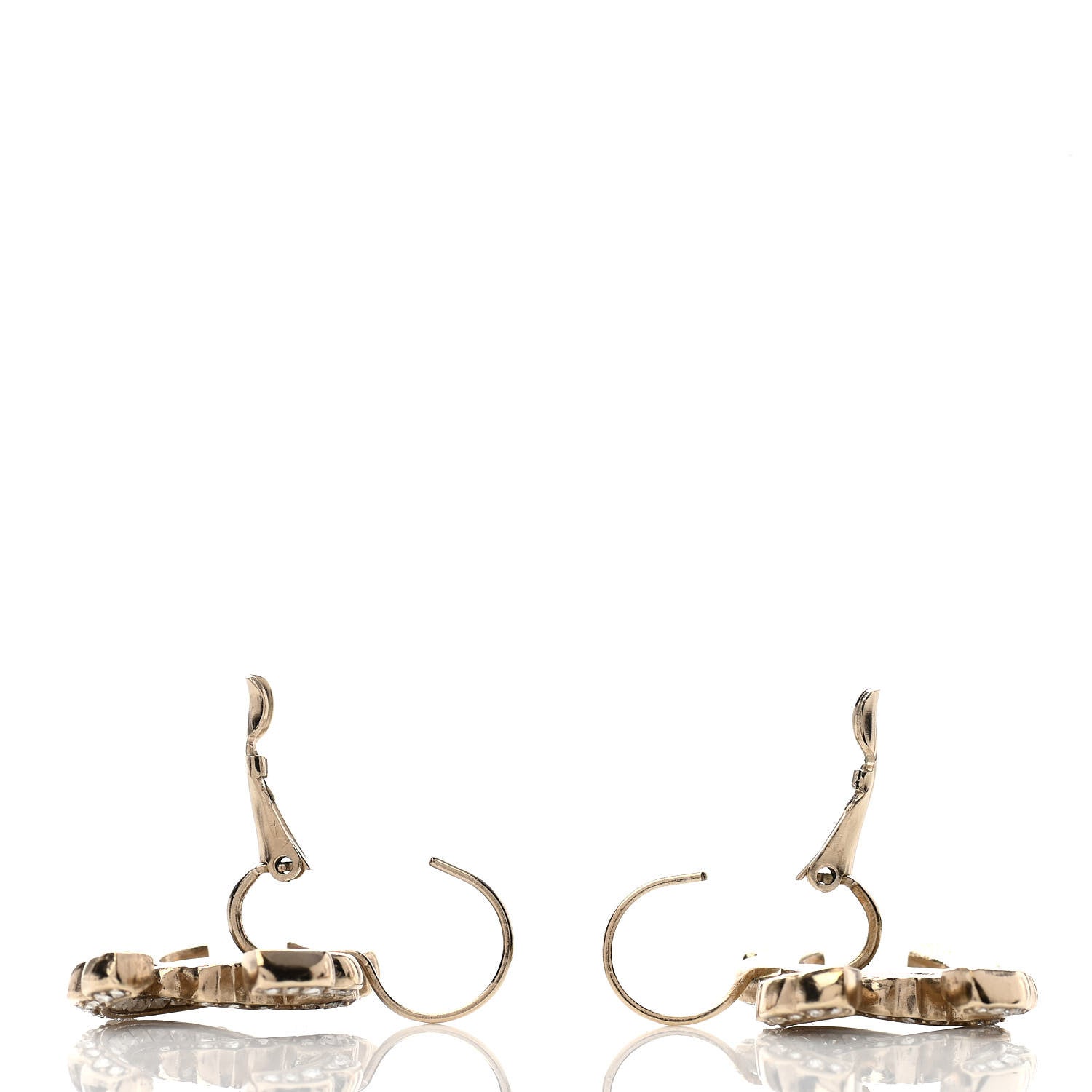 Chanel Baguette Crystal CC Dangle Earrings Light Gold 3 of 4