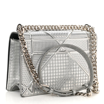 Christian Dior Metallic Patent Micro-Cannage Small Diorama Flap Bag Silver 3 of 11
