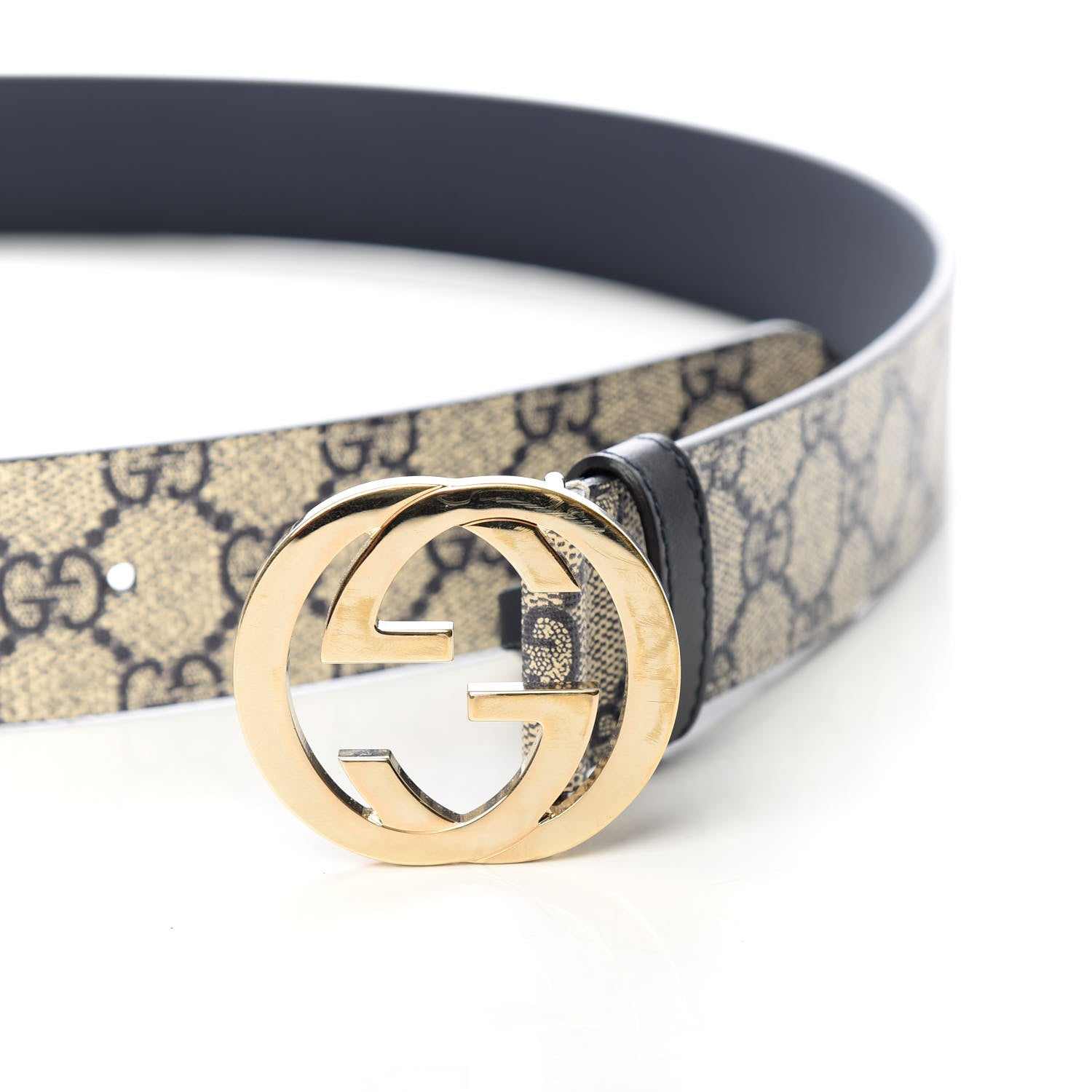 Gucci GG Supreme Monogram Interlocking G 37mm Belt 95 38 Beige Blue 5 of 6