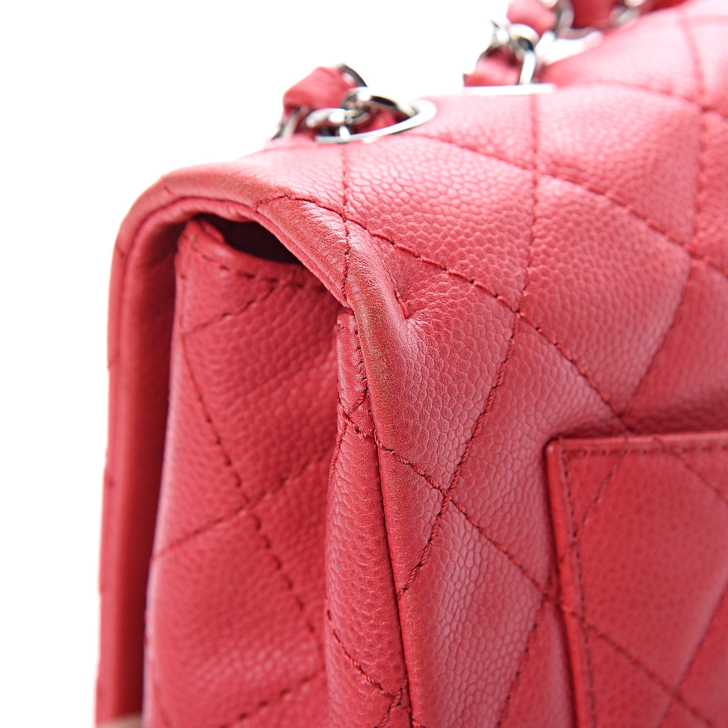 Washed Caviar Quilted Jumbo Single Flap Fuchsia