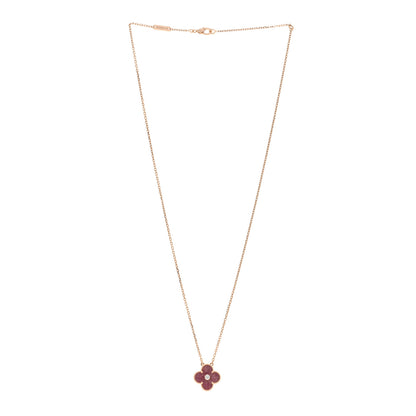 Van Cleef & Arpels 18K Rose Gold Diamond Rhodonite Vintage Alhambra Pendant Necklace 4 of 6