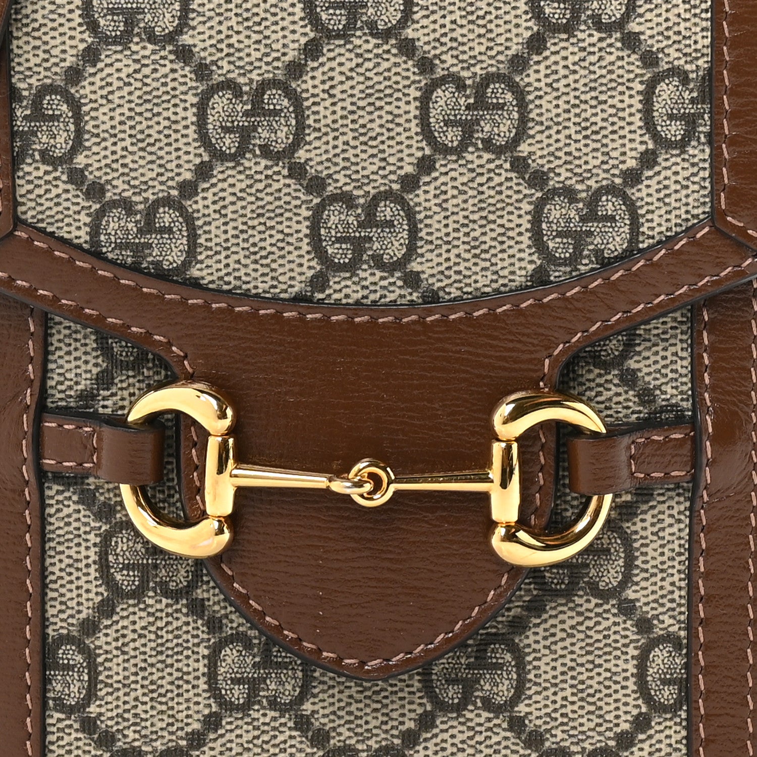 Gucci GG Supreme Monogram Mini Horsebit 1955 Crossbody Bag Beige Brown Sugar 9 of 12